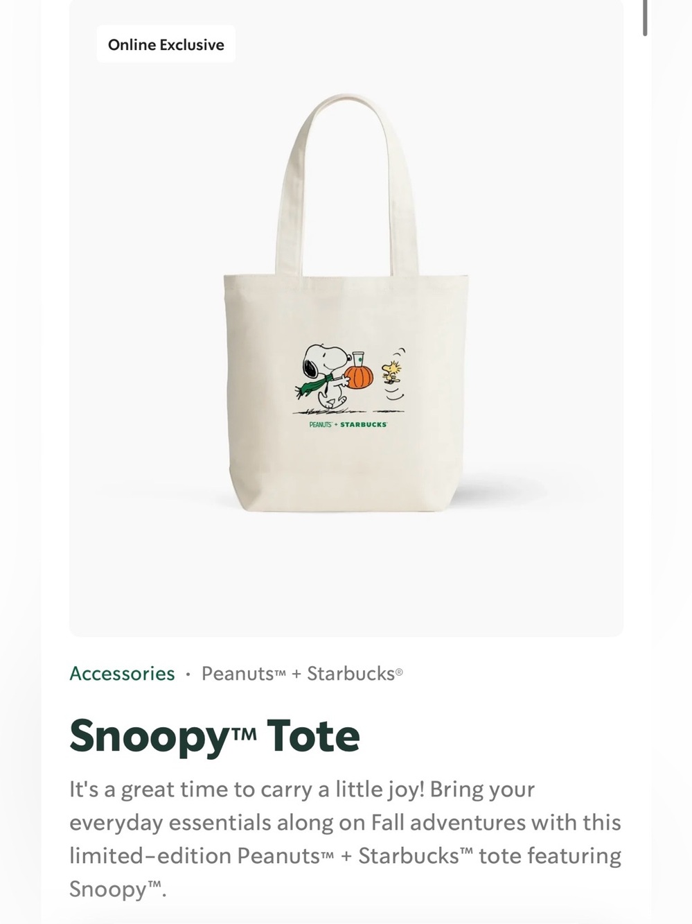Starbucks Snoopy Tote